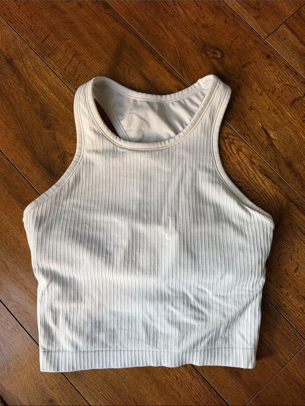 Amazon Cream Ribbed Racerback Crop Tank Top